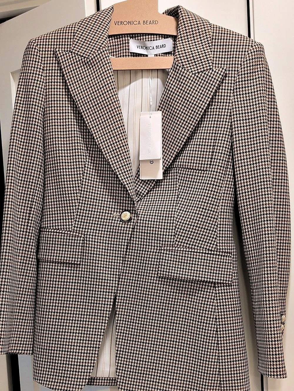 Veronica Beard Dickey Jacket Houndstooth Blazer in Brown & Black Size 4 NWT